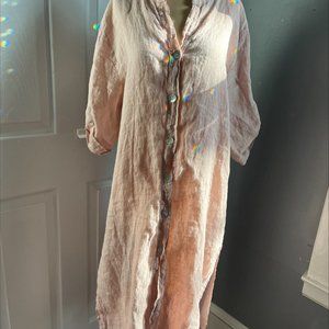 Pink Linen Tunic Dress